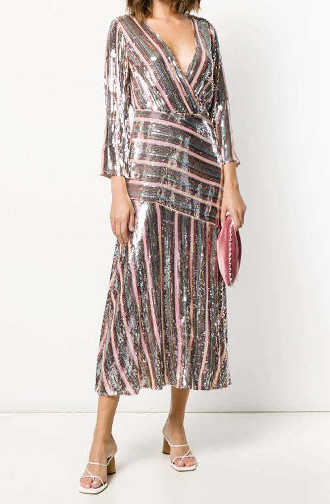 Tyra Sequin Stripe Midi Dress by Rixo ...